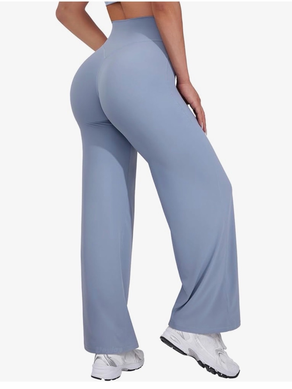 High-Rise Wide-Leg Pants in Dusty Blue